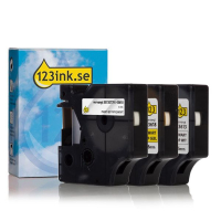 Dymo D1 | multipack | svart text - vit/transparent/gul tejp | 6mm (varumärket 123ink)​​​​​​​ S0720770C S0720780C S0720790C 089228