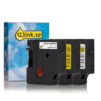 Dymo D1 | multipack | svart text - vit/transparent/gul tejp | 9mm (varumärket 123ink)​​​​​​​ S0720670C S0720680C S0720730C 089229