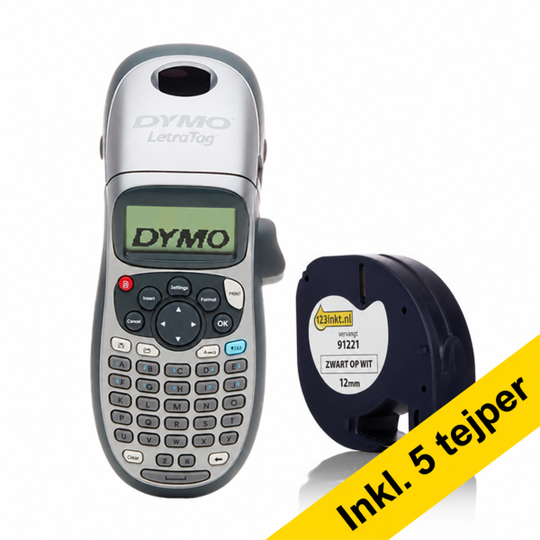 Dymo LetraTag LT-100H märkmaskin (silver) + 5 tejp 653788 - 1