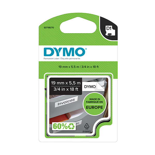 Dymo S0718070 | 16960 | svart text - vit tejp | 19mm (original) S0718070 088758 - 1