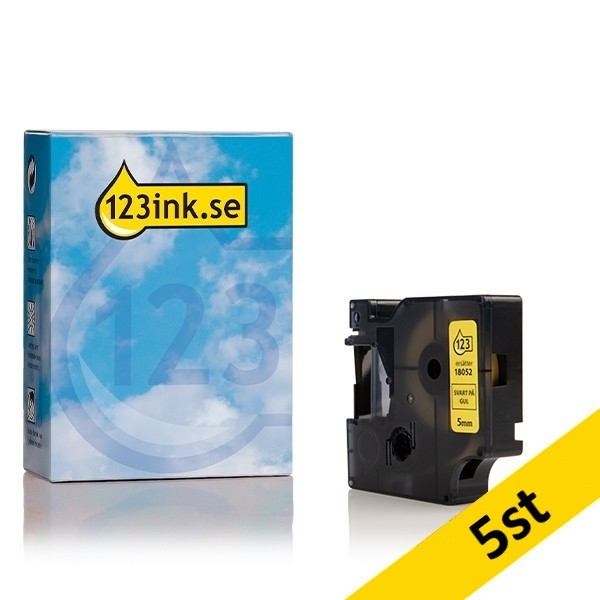 Dymo S0718270 | 18052 | IND Rhino | Heat Shrink | svart text - gul tejp | 6mm (varumärket 123ink) | 5st 650862 - 1