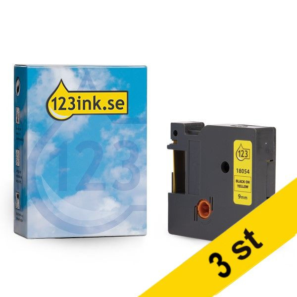 Dymo S0718290 | 18054 | IND Rhino | Heat Shrink | svart text - gul tejp | 9mm (varumärket 123ink) | 3st 18054C 089255 - 1