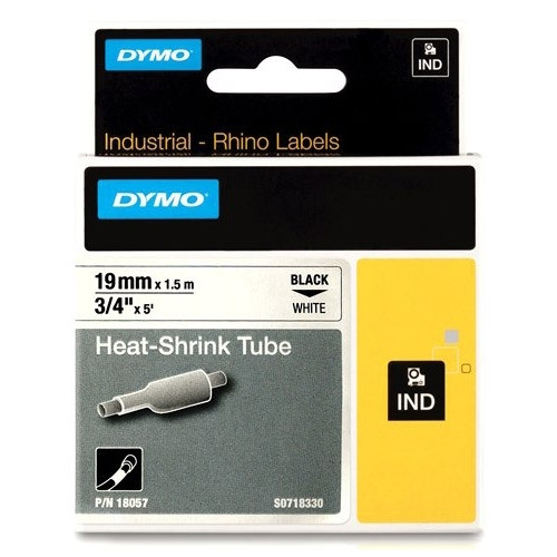 Dymo S0718330 | 18057 | IND Rhino | Heat Shrink | svart text - vit tejp | 19mm (original) 18057 088700 - 1