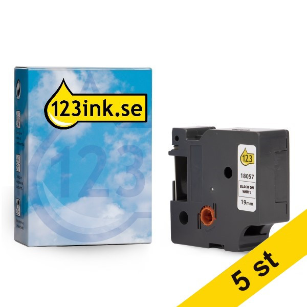 Dymo S0718330 | 18057 | IND Rhino | Heat Shrink | svart text - vit tejp | 19mm (varumärket 123ink) | 5st S0718330C 650604 - 1