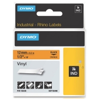 Dymo S0718490 | 18435 | IND Rhino | svart text - orange tejp | 12mm (original) 18435 S0718490 088614