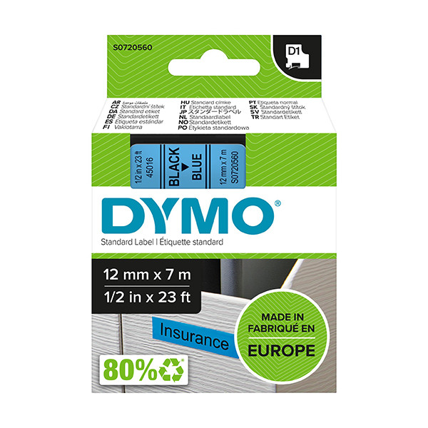 Dymo S0720560 | 45016 | svart text - blå tejp | 12mm (original) S0720560 088212 - 1