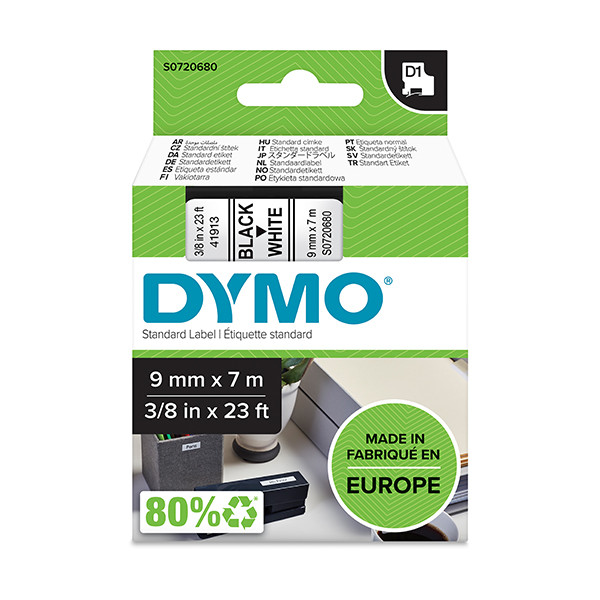 Dymo S0720680 | 40913 | svart text - vit tejp | 9mm (original) S0720680 088106 - 1