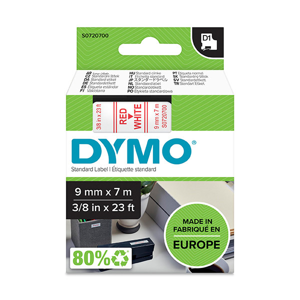 Dymo S0720700 | 40915 | röd text - vit tejp | 9mm (original) S0720700 088110 - 1