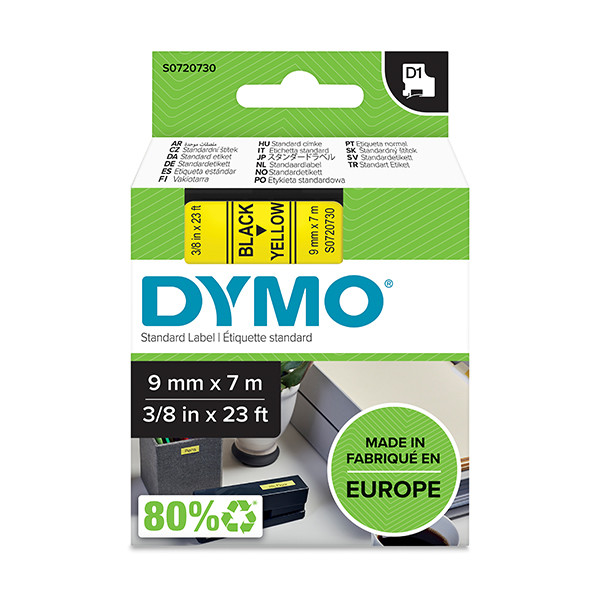 Dymo S0720730 | 40918 | svart text - gul tejp | 9mm (original) S0720730 088116 - 1