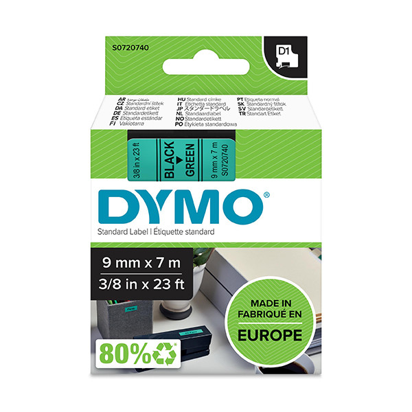 Dymo S0720740 | 40919 | svart text -  grön tejp |  9mm (original) S0720740 088118 - 1