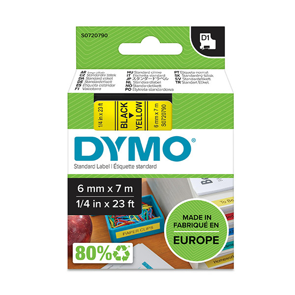 Dymo S0720790 | 43618 | svart text - gul tejp | 6mm (original) S0720790 088004 - 1