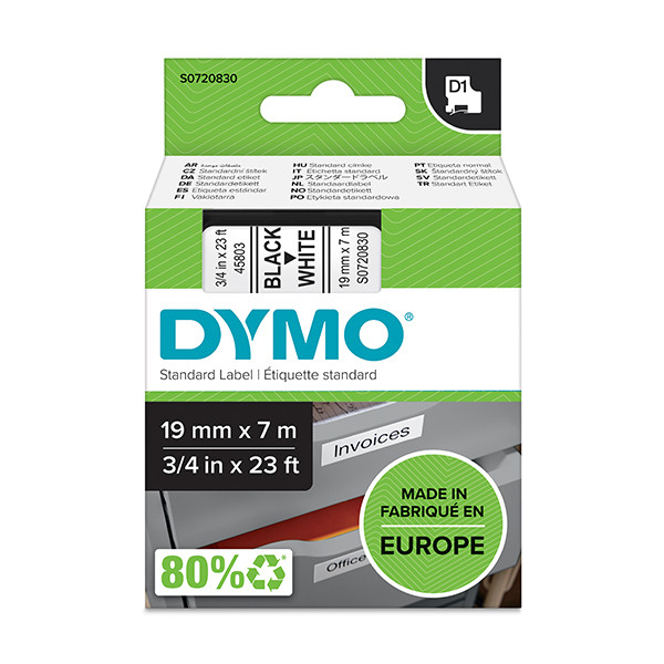 Dymo S0720830 | 45803 | svart text - vit tejp | 19mm (original) S0720830 088402 - 1