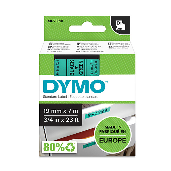 Dymo S0720890 | 45809 | svart text - grön tejp | 19mm (original) S0720890 088414 - 1