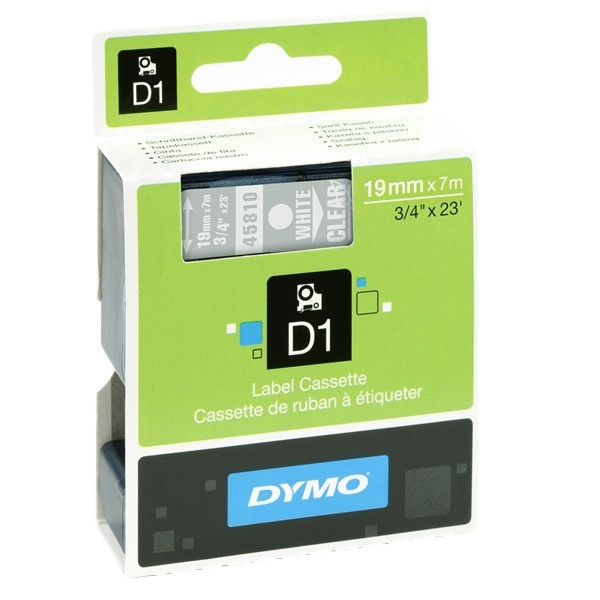 Dymo S0720900 | 45810 | vit text - klar tejp | 19mm (original) S0720900 088416 - 1