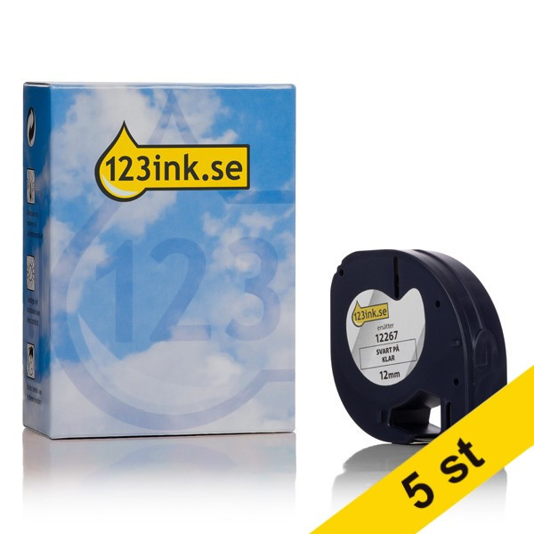 Dymo S0721530 | 12267 | transparent plasttejp | 12mm (varumärket 123ink) | 5st S0721530C 650517 - 1