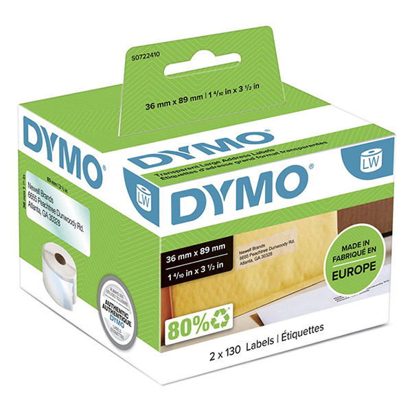 Dymo S0722410 | 99013 | stora transparenta adressetiketter (original) 088506 - 1