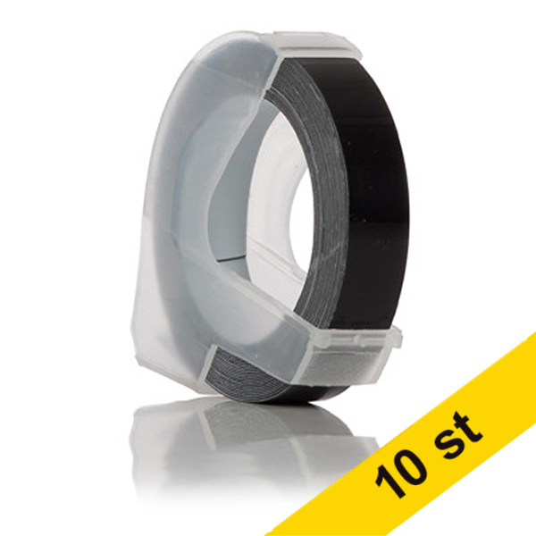Dymo S0898130 | 520109 | embossing tejp | vit text - svart tejp | 9mm (varumärket 123ink) | 10st S0898130C 650788 - 1