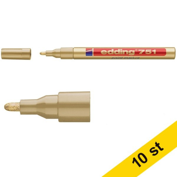 Lackpenna 1.0mm - 2.0mm | Edding 751 | guld | 10st 239468 - 1