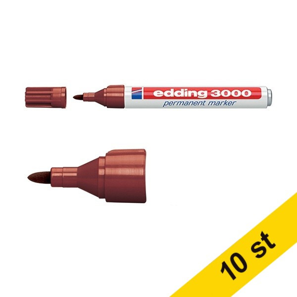 Märkpenna permanent 1.5mm - 3.0mm | Edding 3000 | brun | 10st 240559 - 1
