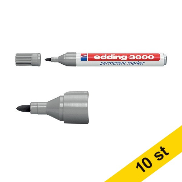 Märkpenna permanent 1.5mm - 3.0mm | Edding 3000 | grå | 10st 240564 - 1