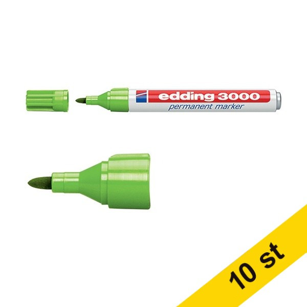 Märkpenna permanent 1.5mm - 3.0mm | Edding 3000 | ljusgrön | 10st 240563 - 1