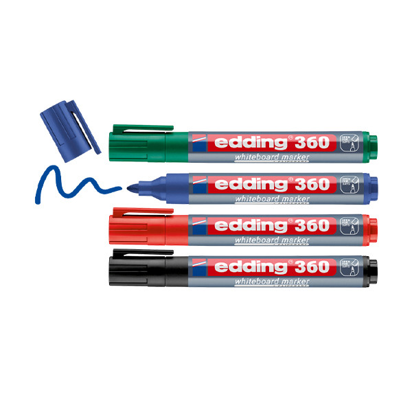 Whiteboardpenna 1.5mm - 3.0mm | Edding 360 | sorterade färger | 4st 232631 - 2