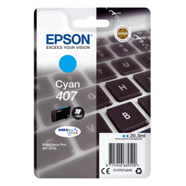 [DP] Epson 407 (T07U2) cyan bläckpatron (original) 083558 - 1
