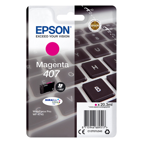 [DP] Epson 407 (T07U3) magenta bläckpatron (original) 083560 - 1