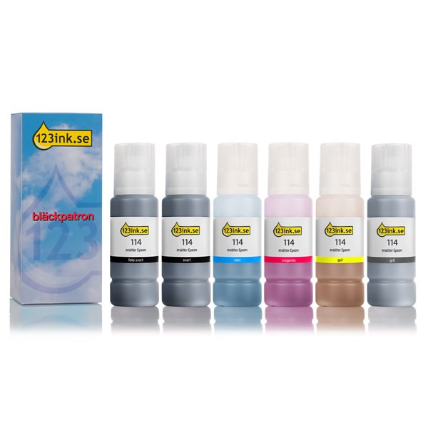 Epson 114 bläckrefill 6-pack (varumärket 123ink) C13T07A140C C13T07B140C C13T07B240C C13T07B340C C13T07B440C 127097 - 1
