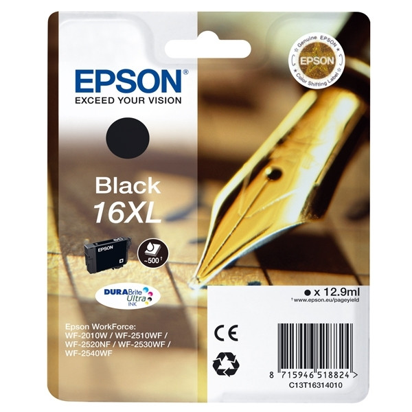 Epson 16XL (T1631) svart bläckpatron hög kapacitet (original) C13T16314010 C13T16314012 026530 - 1