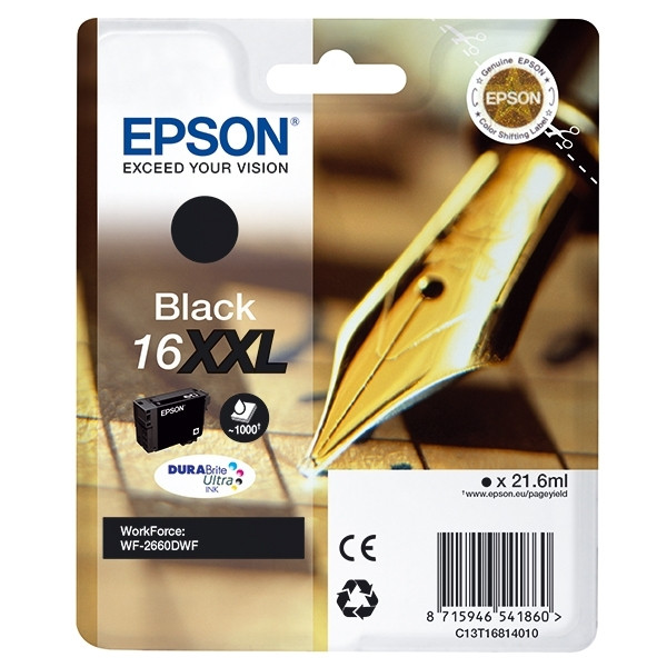 Epson 16XXL (T1681) svart bläckpatron extra hög kapacitet (original) C13T16814010 C13T16814012 026670 - 1