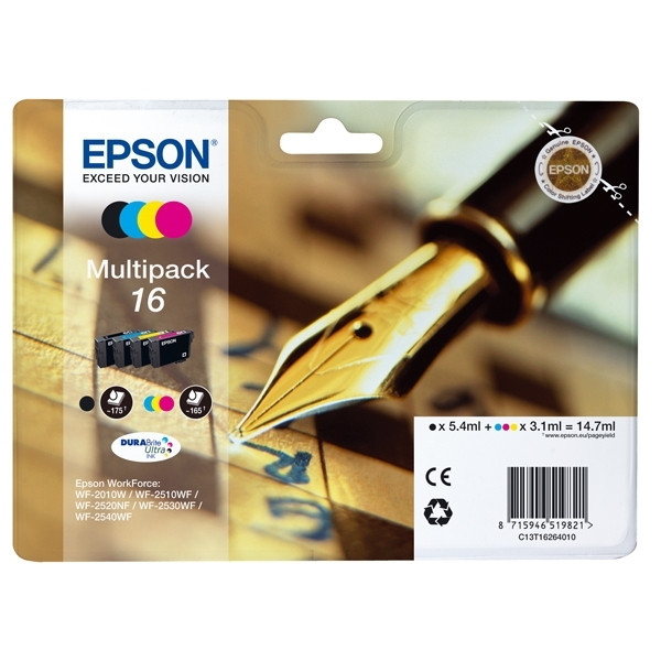 Epson 16 (T1626) BK/C/M/Y bläckpatron 4-pack (original) C13T16264010 C13T16264012 026528 - 1