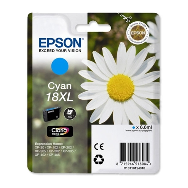 Epson 18XL (T1812) cyan bläckpatron hög kapacitet (original) C13T18124010 C13T18124012 026480 - 1