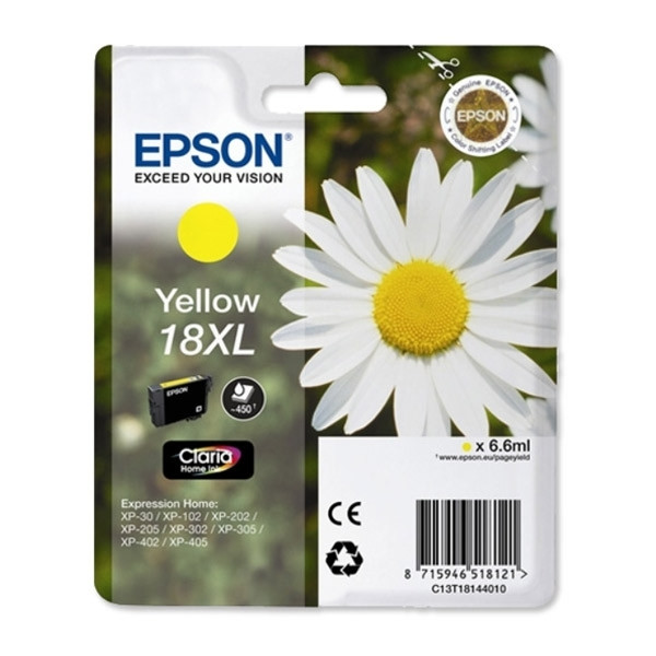 Epson 18XL (T1814) gul bläckpatron hög kapacitet (original) C13T18144010 C13T18144012 C13T18144022 026484 - 1