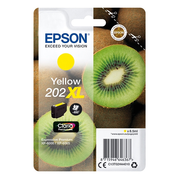 Epson 202XL gul bläckpatron hög kapacitet (original) C13T02H44010 027144 - 1