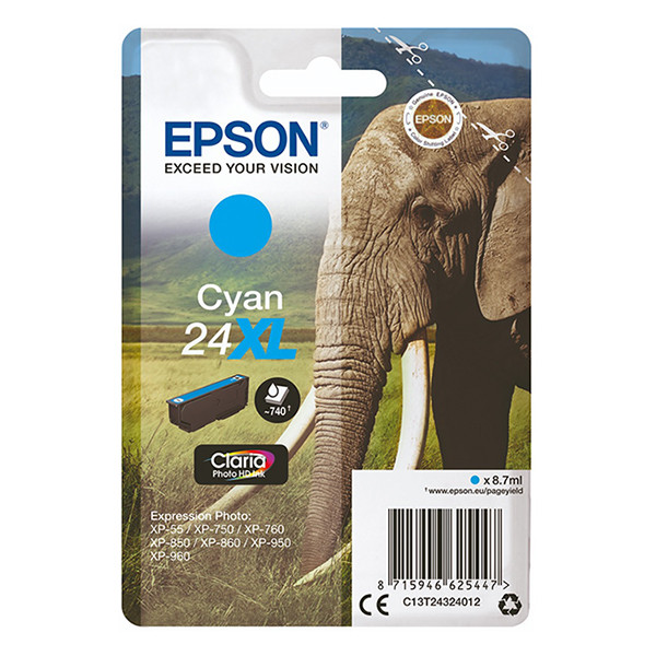 Epson 24XL (T2432) cyan bläckpatron hög kapacitet (original) C13T24324010 C13T24324012 026592 - 1