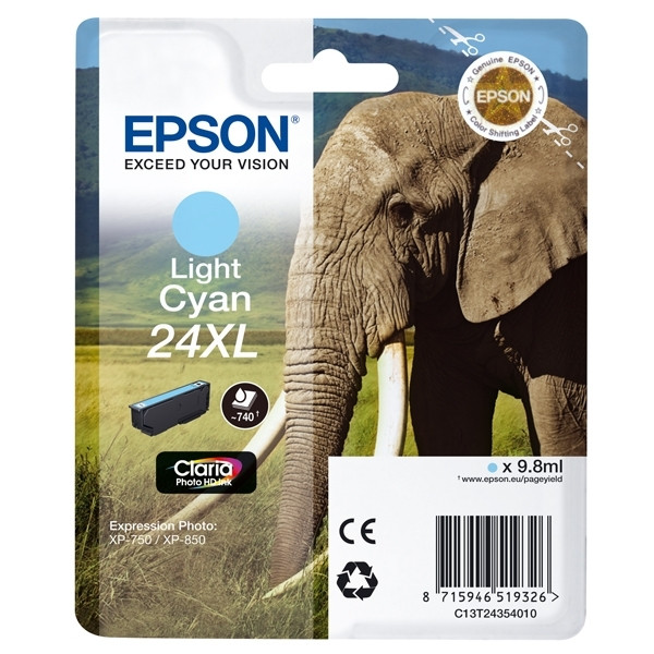 Epson 24XL (T2435) ljus cyan bläckpatron hög kapacitet (original) C13T24354010 C13T24354012 026598 - 1