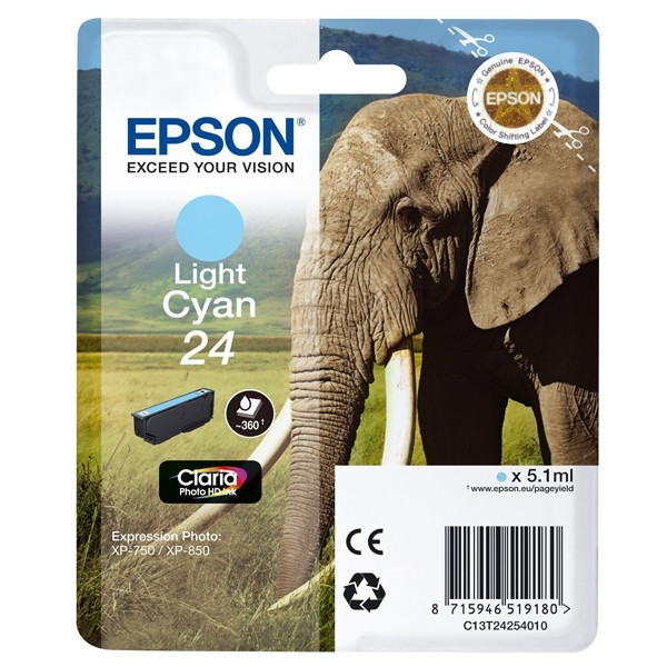 Epson 24 (T2425) ljus cyan bläckpatron (original) C13T24254010 C13T24254012 026584 - 1