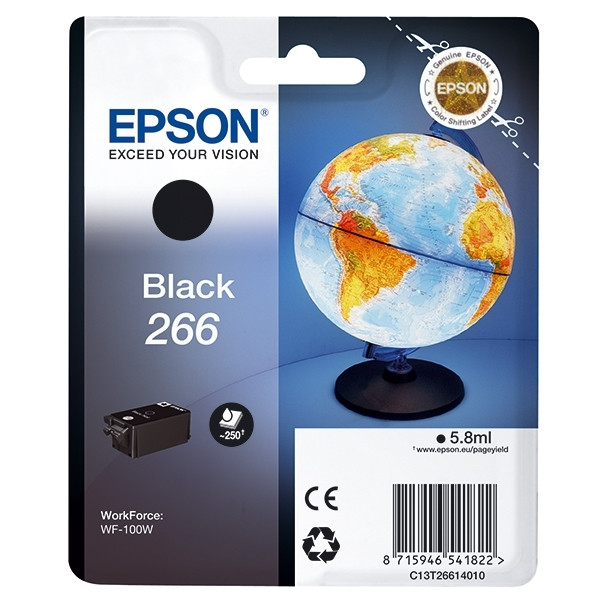 Epson 266 svart bläckpatron (original) C13T26614010 026716 - 1