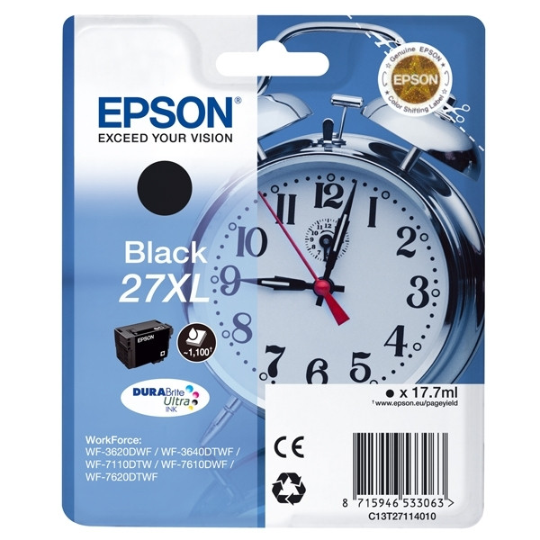 Epson 27XL (T2711) svart bläckpatron hög kapacitet (original) C13T27114010 C13T27114012 026616 - 1