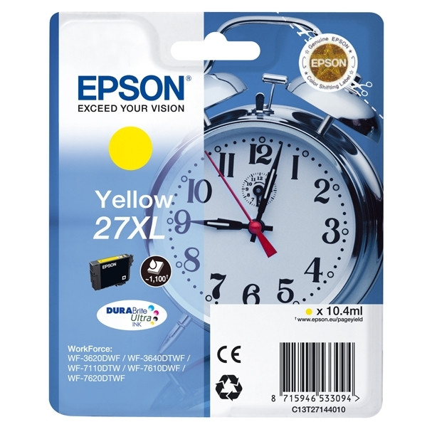 Epson 27XL (T2714) gul bläckpatron hög kapacitet (original) C13T27144010 C13T27144012 026622 - 1