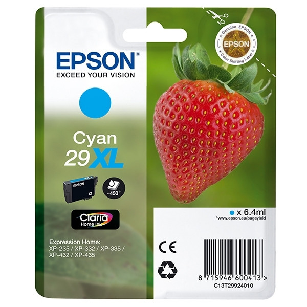 Epson 29XL (T2992) cyan bläckpatron hög kapacitet (original) C13T29924010 C13T29924012 026834 - 1