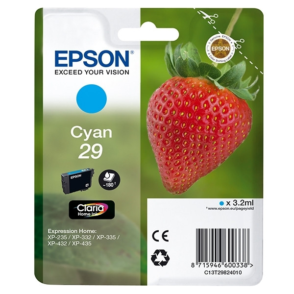 Epson 29 (T2982) cyan bläckpatron (original) C13T29824010 C13T29824012 026832 - 1