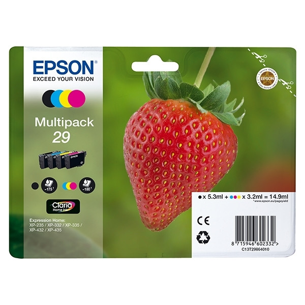 Epson 29 (T2986) BK/C/M/Y bläckpatron 4-pack (original) C13T29864010 C13T29864012 026844 - 1