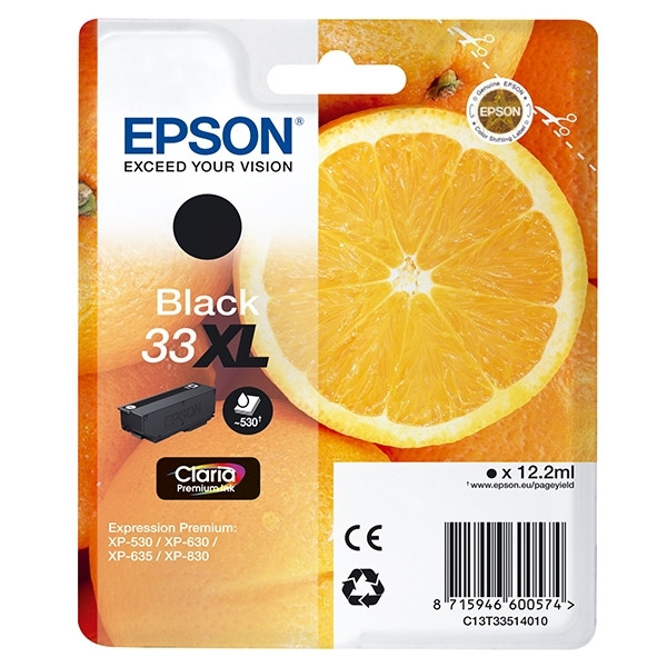 Epson 33XL (T3351) svart bläckpatron hög kapacitet (original) C13T33514010 C13T33514012 026850 - 1