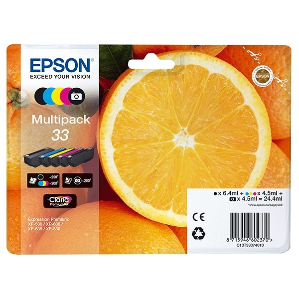 Epson 33 (T3337) PBK/BK/C/M/Y bläckpatron 5-pack (original) C13T33374010 026868 - 1