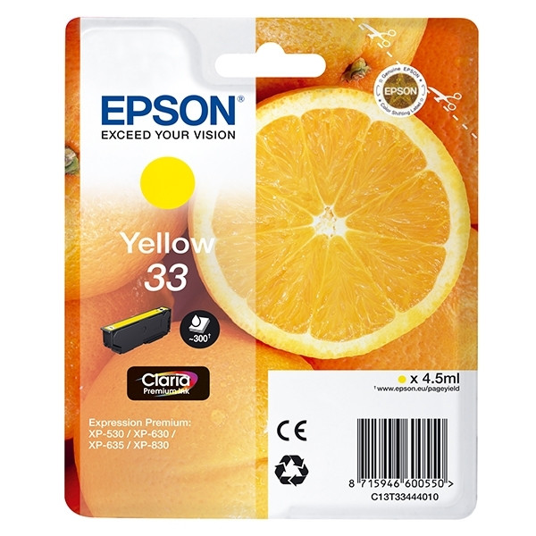 Epson 33 (T3344) gul bläckpatron (original) C13T33444010 C13T33444012 026864 - 1