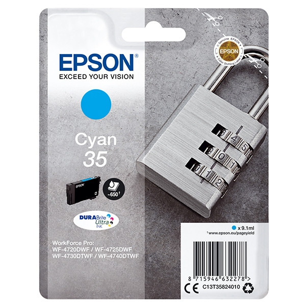Epson 35 (T3582) cyan bläckpatron (original) C13T35824010 027028 - 1