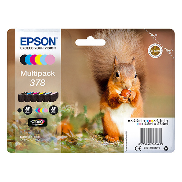 Epson 378 (T3788) BK/C/M/Y/LC/LM bläckpatron 6-pack (original) C13T37884010 027122 - 1