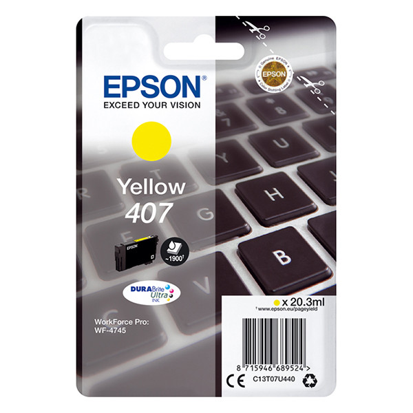 Epson 407 gul bläckpatron (original) C13T07U440 083562 - 1